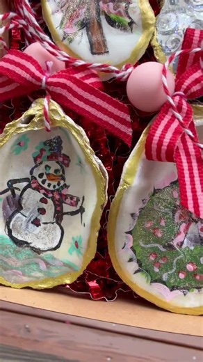 Hand Painted Oyster Shell Ornaments - Etsy