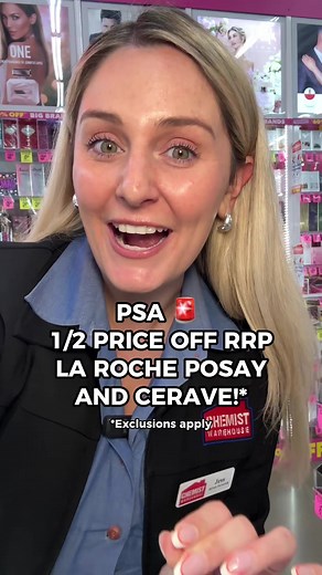 IVE ONLY SEEN THE SALE ONCE IN 15 YEARS OF WORKING AT @Chemist Warehouse Official 🔥 Now is not the time to gate keep! Drop your favourite @La Roche-Posay and @CeraVe products below! 1/2 PRICE OFF RRP LA ROCHE POSAY AND CERAVE* Excludes 1L and 454g variants! Sale ends: 10th of June, 2026 #cerave #larocheposay #chemistwarehouse