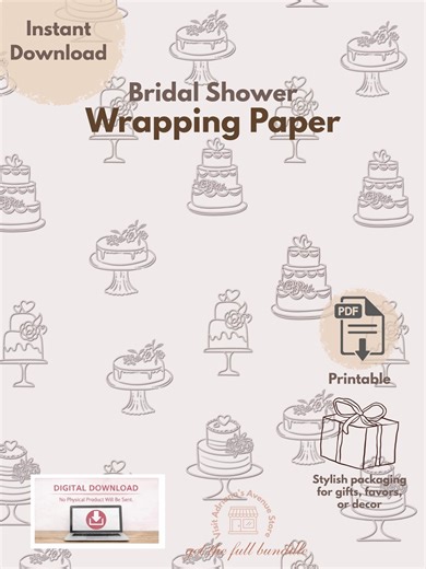 Bridal Shower Wrapping Paper Digital Download Gift Wrapping Rose Design 24x36in | Printable Gift Wrap for Party Organizers - Etsy
