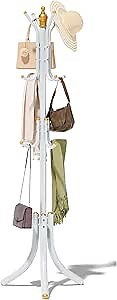 Free-Standing Coat Rack Metal Stand Hanger 12-Hooks Organizer | Hall Tree Entry-Way Furniture for Hanging Up Jacket, Hand-Bag, Cloth, Hat, Winter Scarf Holder for Home or Office Floor