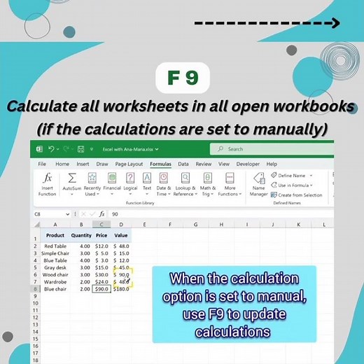 Three Excel Shortcuts using F9 key to improve your work efficiency #excel #tutorial #shorts