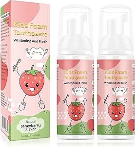Foam Toothpaste Kids, Kids Foam Toothpaste with Low Fluoride, Toddler Toothpaste and Mouthwash for Dental Care for U-Shape Electric Toothbrush for Children for 3 and Up