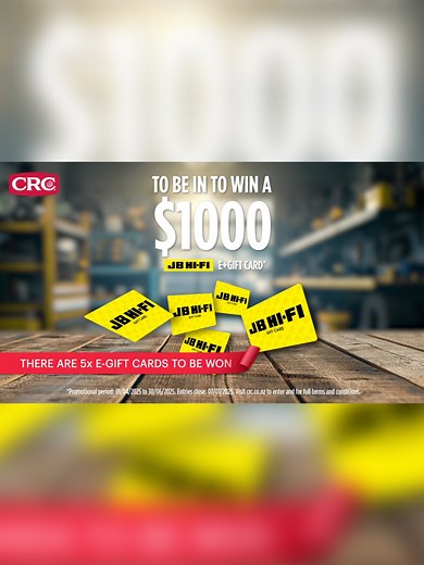 Win $1,000 JB Hi-Fi Gift Cards with CRC Products