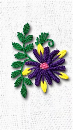 Simple Flower Embroidery 🌸 Easy Design #shorts #viral #trending #youtubeshorts