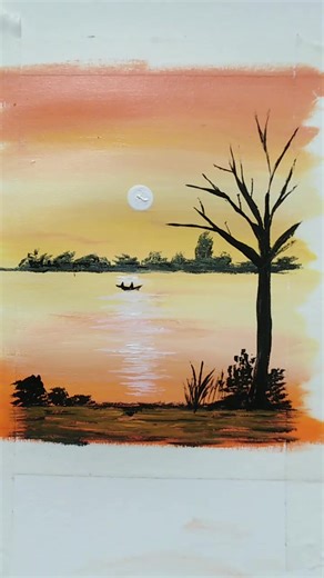 How to Draw a Beautiful Sunset Scenery