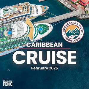 61 reactions · 7 comments | Cruise into 2025 with ultimate relaxation set sail with the WBT Travel Club! Join us for this 14-night Caribbean Cruise leaving February 3, 2025! Register today to secure your spot, deposit is due upon registration. Visit https://web.cvent.com/event/41a7f7e8-6f46-4e30-884a-ca6abc825a25 | Wilson Bank & Trust | Facebook