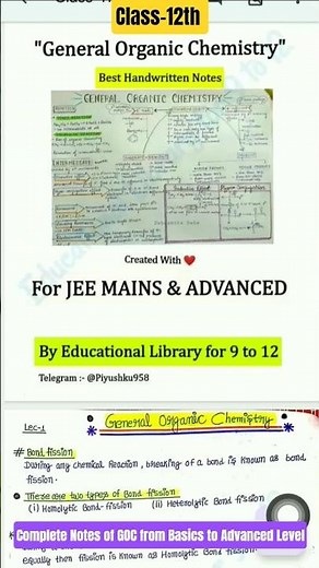 Class-11 General Organic Chemistry Best Handwritten Notes for Boards,JEE Mains & ADVANCED With PDF ❤