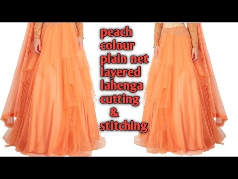 Peach colour layerd net lahenga cutting and stitching // lahenga cutting and stitching Step by step