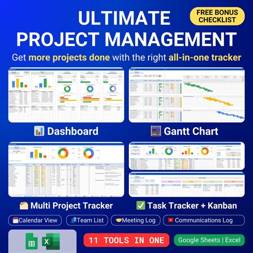 Project Management Template Multi Project Tracker Google Sheets Excel Gantt Chart Kanban Board Task Tracker Planner Small Business Dashboard - Etsy Australia