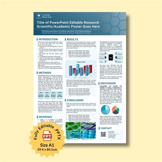 Scientific Poster Template A1 | Editable Powerpoint Research Poster | Academic Conference & University Presentation - Etsy