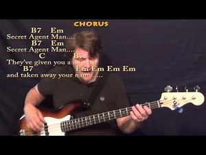Secret Agent Man - Bass Guitar Cover Lesson with Chords/Lyrics