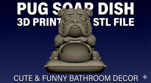 Pug Soap Dish STL File for 3D Printing - Cute Dog Bathroom Decor - Funny Puppy Cushion Holder - Digital Download - Animal Gift - Etsy