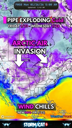 💥 PIPE EXPLODING Cold Air is surging into the U.S. tonight💥#weather #cold #snow