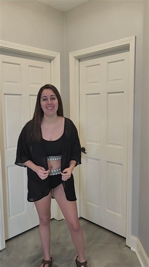 Beach Cover Up Chiffon Cardigan Floral Tops #momfashion #momoutfits #swimsuit