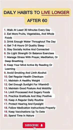 Daily habits to live longer after 60