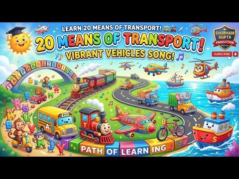 Learn 20 Means of Transport for Kids | Vehicles Song | Bus, Train, Aeroplane & More 🚌🚂✈️