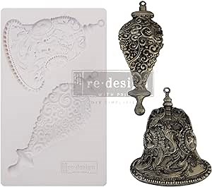 Redesign Decor Moulds® Silver Bells 5"x8" 8Mm Thickness Crafting DIY Projects Furniture Dresser Night Stand Air Dry Clay,Polymer Clay