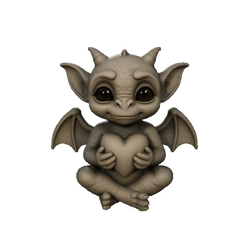 Valentine Gargoyle with Heart - Gothic Love Decor 3D Print STL