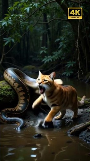 Epic Swamp Showdown: Jungle Cat vs. Giant Python in Brutal Battle! #AnimalFight