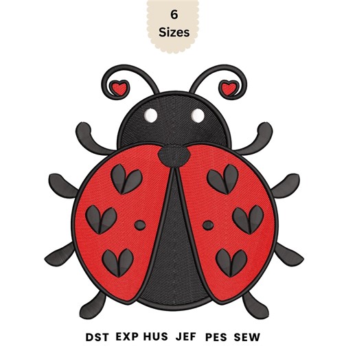 Ladybug Embroidery Design | Cute Bug Applique Machine Embroidery Pattern | Kids Spring Insect Stitch File PES DST EMB - Etsy