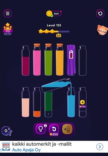 Get Color Level 155 Solution Walkthrough Water Sort Puzzle #getcolor #watersortpuzzle