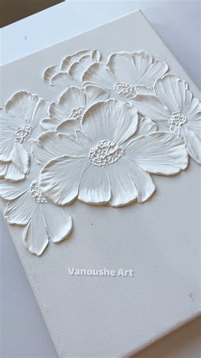 Flower Texture painting | 3D white Flower #texturedpainting #plasterart #diy