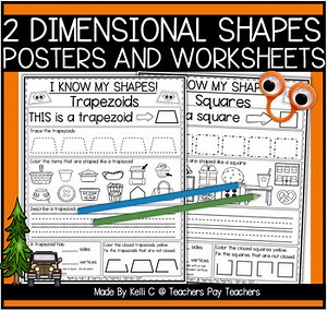 2 D Shapes Worksheets and Anchor Charts   2 Dimensional Shapes Review Pages
