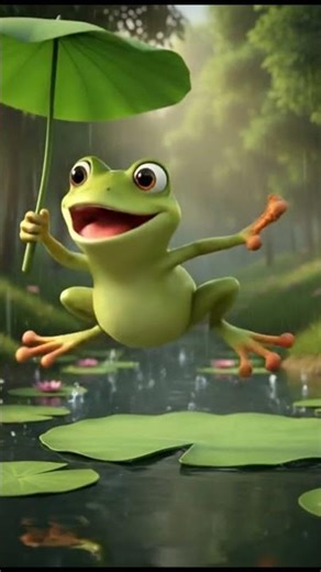 Green Frog Hops in the Rain! 🍃