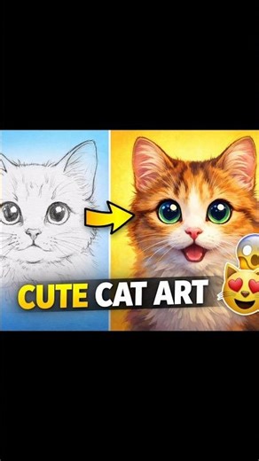 Cute Cat Art Drawing 🐱✨ AI Magic Transformation #CuteCatArt #CatDrawing #AIArt #AICat #DigitalArt