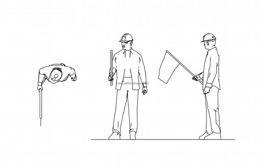 Flag Man - Free CAD Drawings