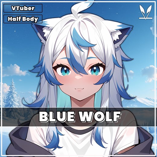 Blue Wolf Vtuber, Premade Fully Rigged Model, Vtube Studio - Etsy