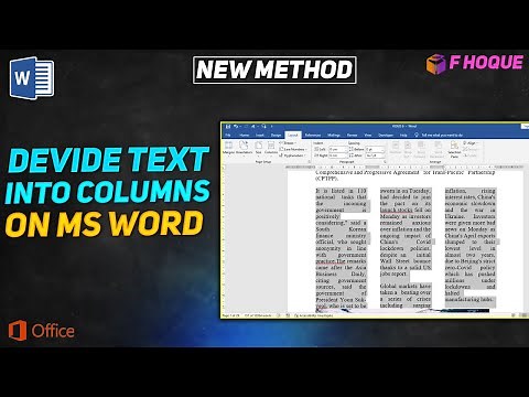 How to Divide Paragraph in Two Columns in MS Word (2007-2021) | F HOQUE |