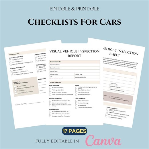Car Maintenance Checklist: Editable Canva Template (digital Download) - Etsy