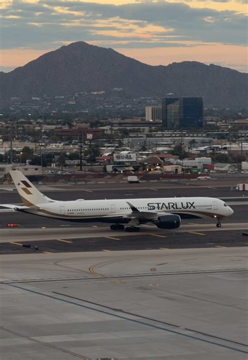 STARLUX A350 lands in PHX ✈️ newest nonstop from Taipei 🇹🇼 — would you fly this route? #starlux #a350 #planespotting #phx #aviation