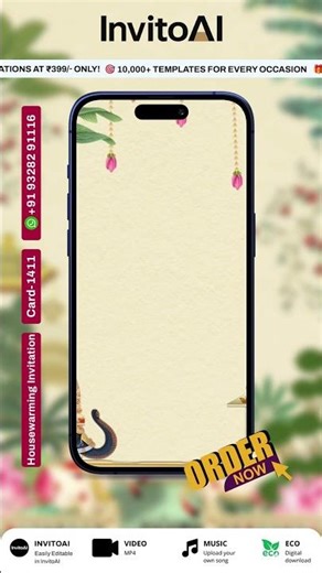 Housewarming Ceremony Invitation Video | Griha Pravesh Invitation Video | Invito AI- 1411