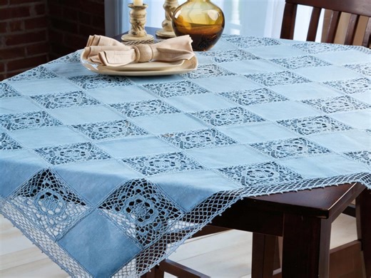 Crochet Linen and Lace Tablecloth Pattern | Intermediate PDF Tutorial | Instant Download | Vintage Style - Etsy