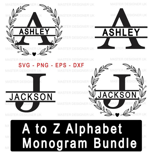 Split Monogram Alphabet SVG Bundle | Fancy Letters Cut Files - Etsy UK