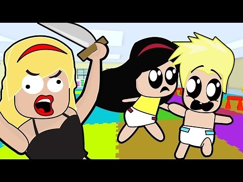 Babies Run from Crazy Lady in Roblox / Adventures of Baby Alan / Gamer Chad RolePlay