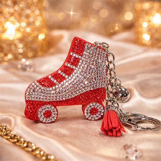 Rhinestone Roller Skate Keychain, Red Sparkle Purse Charm, Bling Keyring Accessory, Cute Bag Charm, Gift for Her, Glam Keychain - Etsy