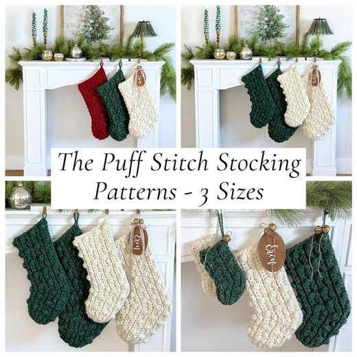 Crochet Christmas Stocking Patterns (bundle of 3) – Jumbo, Mini, & Regular Stocking Pattern, DIY Holiday Mantel Decor - Etsy
