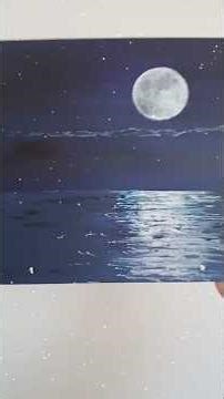 アクリル絵の具 月と海
