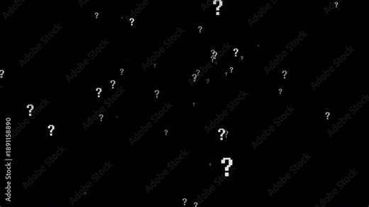 Pixel question mark popping and comes forward and looping video overlay template for thinking, problem solving situations, brainstorming in transparent background with alpha channel animation