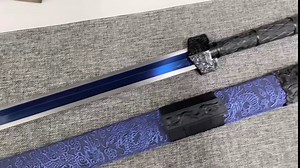 Amazon.com : LQHS Sword Handmade Blue High Carbon Steel Full Tang Chinese Sword Loong Han Sword (Gold) : Sports & Outdoors