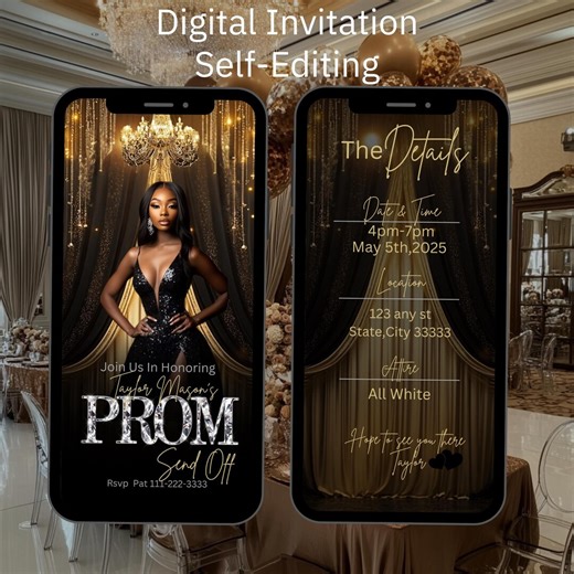 Prom Send off Digital Invitation | for Prom With RSVP | Editable Invitation Template - Etsy
