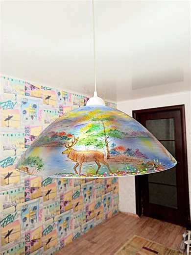 Pendant Light Hand Painted Glass Hanging Stained Glass Kitchen Light Lamp Modern Pendant Lamp - Etsy