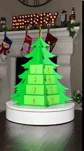 Christmas Tree Advent Calendar - 6 sided! 360 degrees with uniquely Shaped Triangular Drawers
