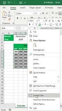 Create A Calendar in Excel