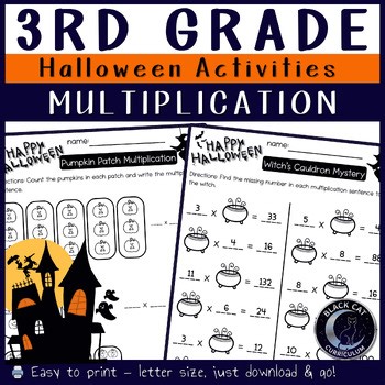 3rd Grade Halloween Math - Multiplication Activities Fun for Kids