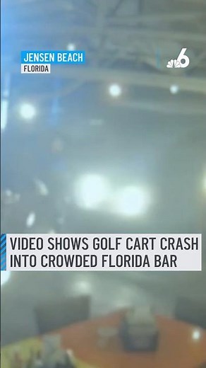 Video shows golf cart crashing into crowded Florida tiki bar