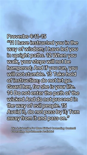 Proverbs 4:11-15 #biblicalcounseling #scripture #biblicaltruth #readthebible #christianyoutube